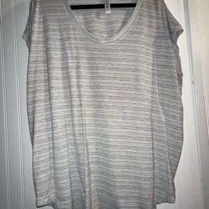 Athleta Gray Striped Short Sleeve Tee